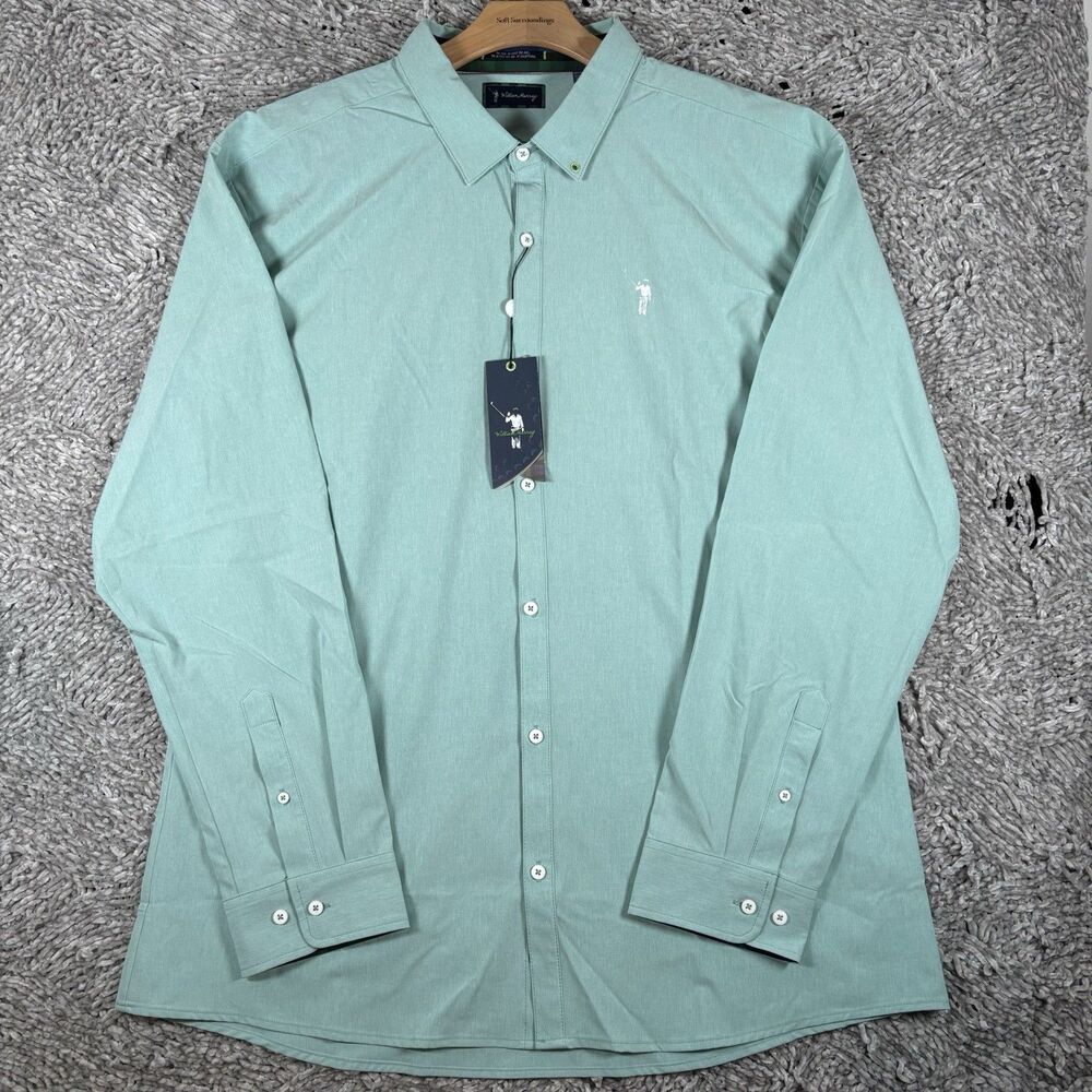 William Murray Button Down Shirt Mens XXL Long Sleeve Baby Blue Performance NEW
